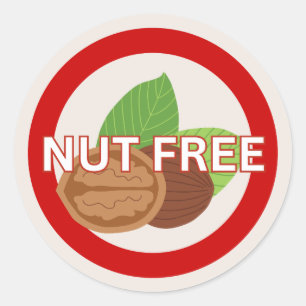 Sticker Rond Nut Free Food Allergy Alert Classic