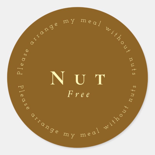 Sticker Rond Nut-Free Request Sticker, Brown - Light yellow (Devant)