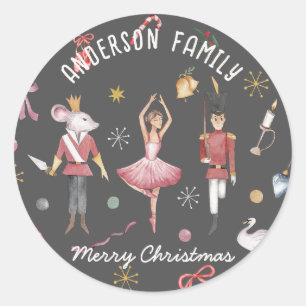 Sticker Rond Nutcracker Ballet Ballerina famille Noël Cadeau