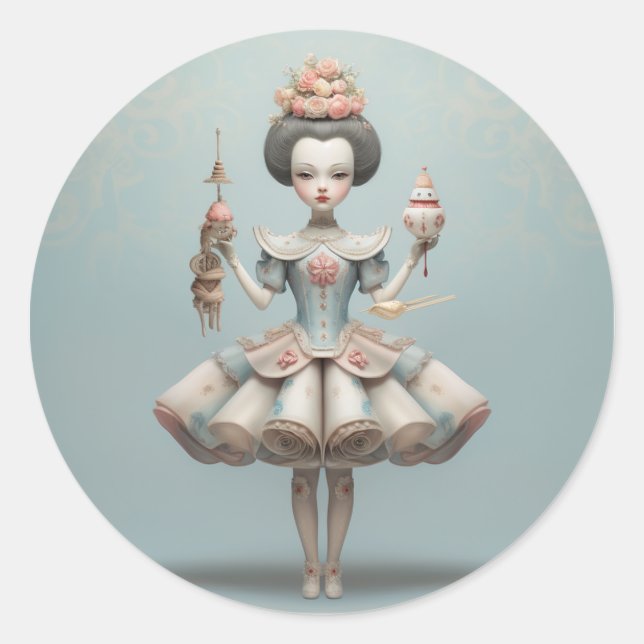Sticker Rond Nutcracker Ballet Fashion-Chinese Dancers (Devant)