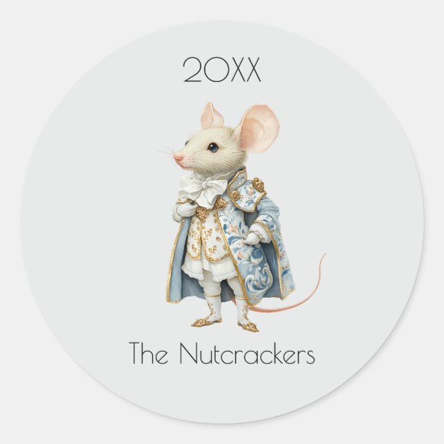 Sticker Rond Nutcracker de Noël Souris King Aquarelle (Devant)