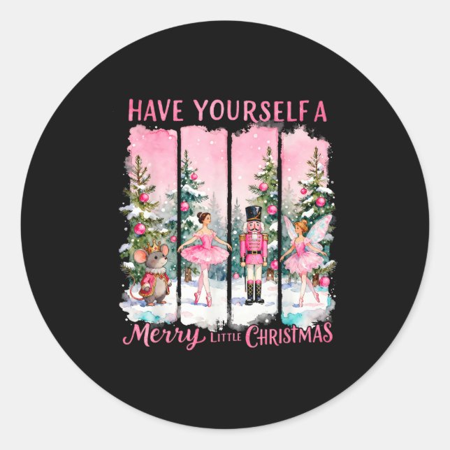 Sticker Rond Nutcracker Friends Snow Globe Nk Coquette Bow Chri (Devant)