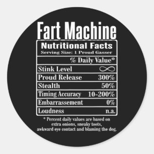 Sticker Rond Nutrion Facts Machine Papa plaisante Drôle Farny