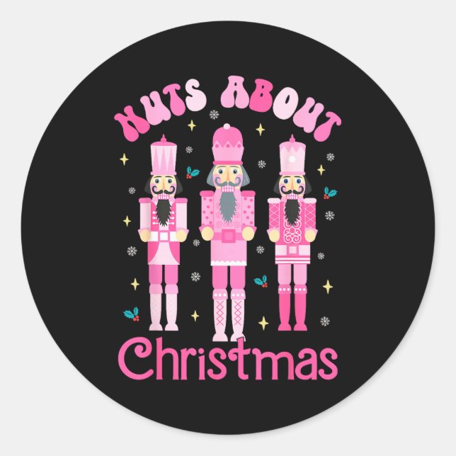 Sticker Rond Nuts About Christmas Nutcracker Funny Christmas  (Devant)