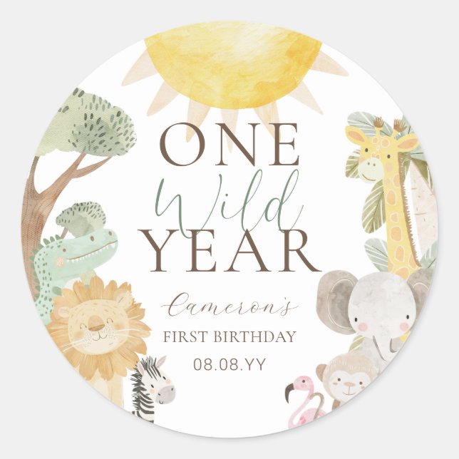 Sticker Rond Nyala Safari Animaux Une année sauvage Premier ann (Devant)