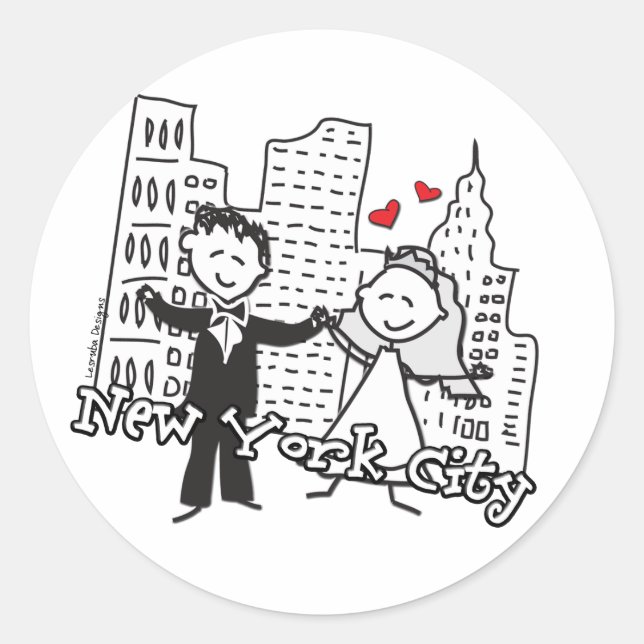 Sticker Rond NYC Mariage de mariée et de chambre (Devant)