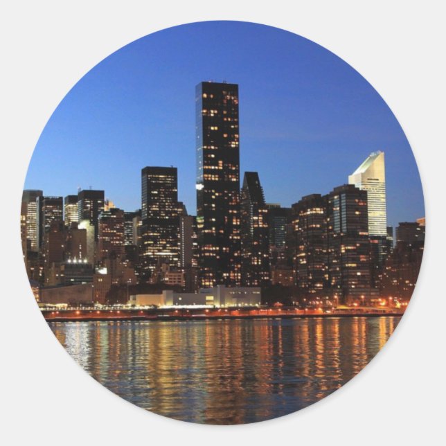 Sticker Rond NYC New York City Manhattan Nuit (Devant)