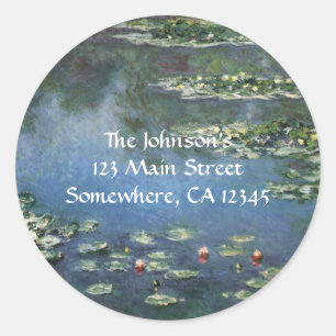 Sticker Rond Nymphéas par Claude Monet, Fleurs Vintage