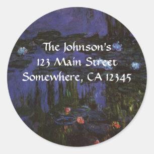 Sticker Rond Nymphéas par Claude Monet, Impressionnisme Vintage