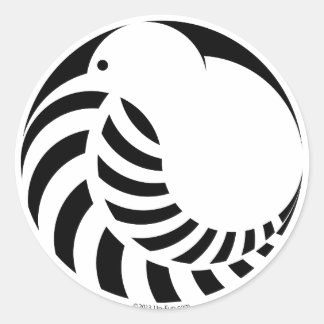 Sticker Rond NZ Kiwi / Silver Fern Emblem