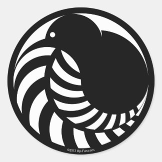 Sticker Rond NZ Kiwi / Silver Fern Emblem