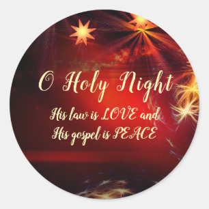 Sticker Rond O Holy Night, His law is LOVE, Christmas Carol