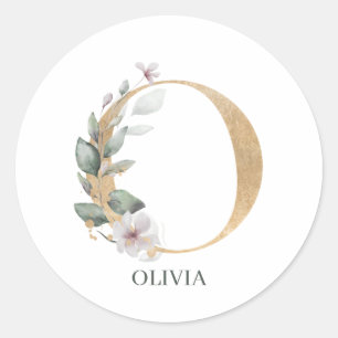 Sticker Rond O Monogramme Floral Personnalisé
