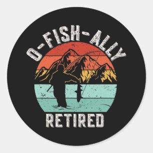 Sticker Rond O Pêche Vintage à la retraite