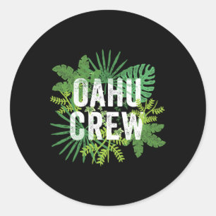 Sticker Rond Oahu Crew Hawaii Travel Family Group Hawaiian Vaca