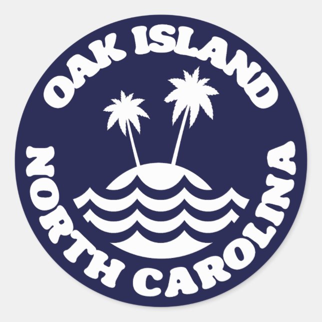 Sticker Rond Oak Island, Caroline du Nord (Devant)