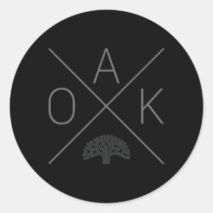 Sticker Rond Oak Tree Cross Grey Oakland Californie
