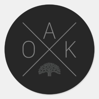 Sticker Rond Oak Tree Cross Grey Oakland Californie