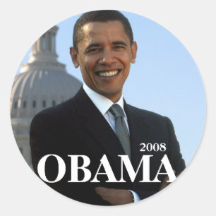 STICKER ROND OBAMA, 2008