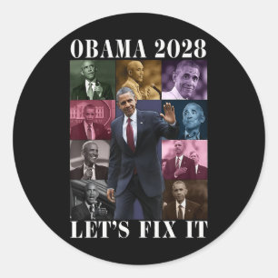 Sticker Rond Obama 2028 Vote Obama pour le président 2028 Vinta