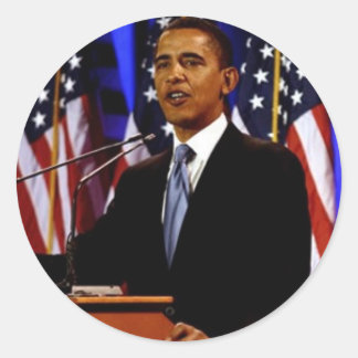 Sticker Rond Obama-avec des drapeaux