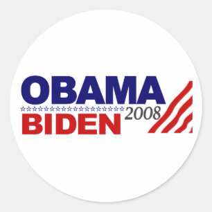 Sticker Rond Obama Biden 2008