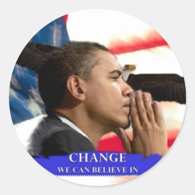 Sticker Rond Obama change (Devant)