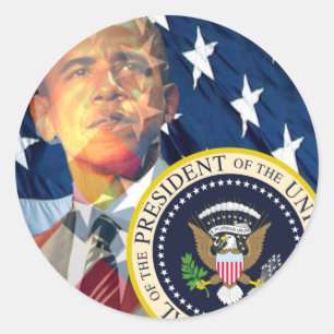 Sticker Rond Obama donne 3