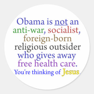 Sticker Rond Obama et Jésus