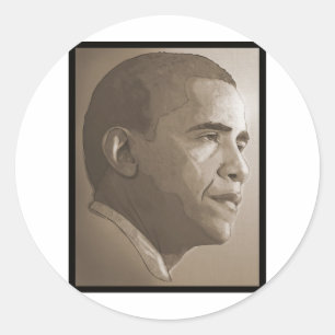 Sticker Rond Obama Portrait