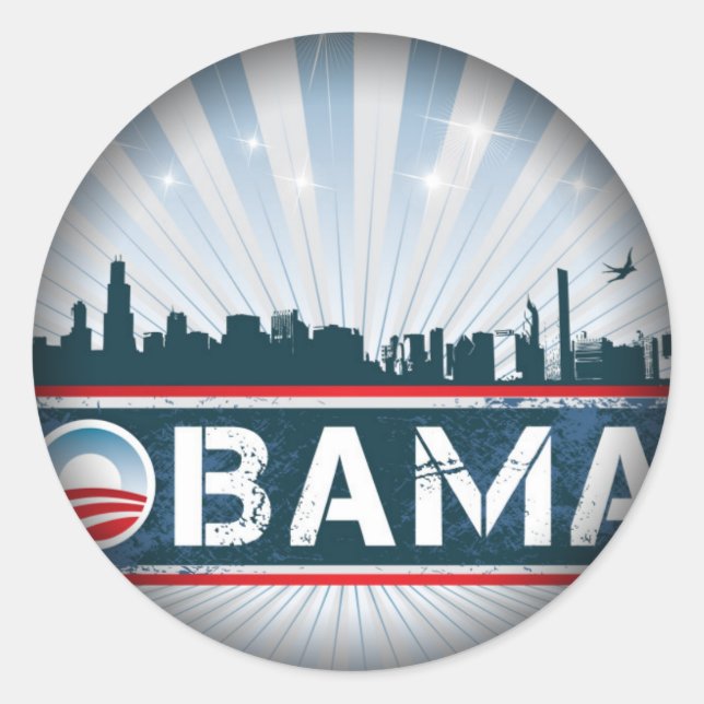 Sticker Rond Obama se fanent pour noircir autour des (Devant)
