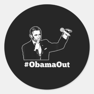 Sticker Rond Obama sort - #obamaout Mic Drop Funny