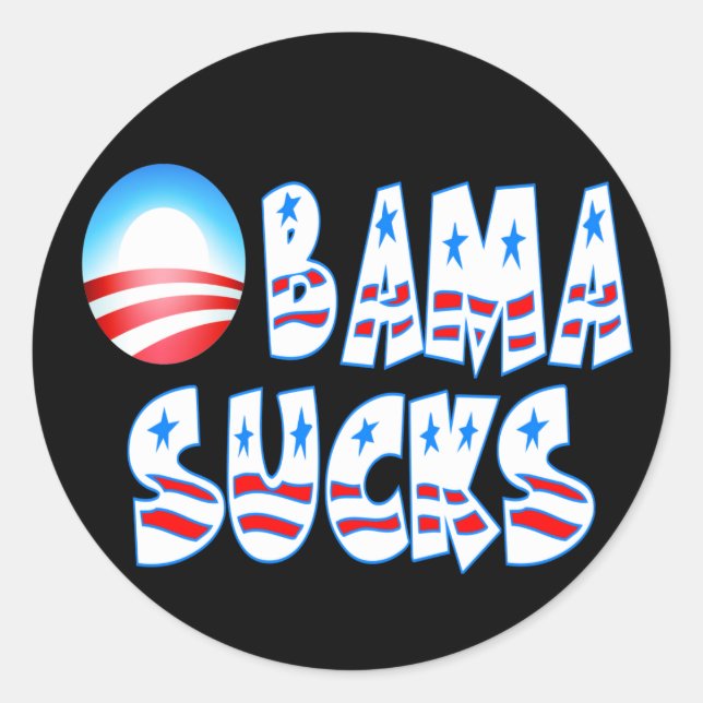 Sticker Rond Obama suce (Devant)
