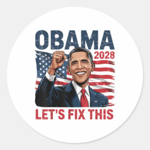 Sticker Rond Obama Vintage rétro patriotique 2028