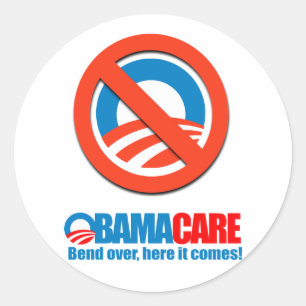 Sticker Rond Obamacare - courbure ici elle vient