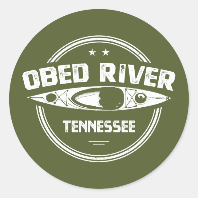 Sticker Rond Obed River Tennessee Kayaking (Devant)