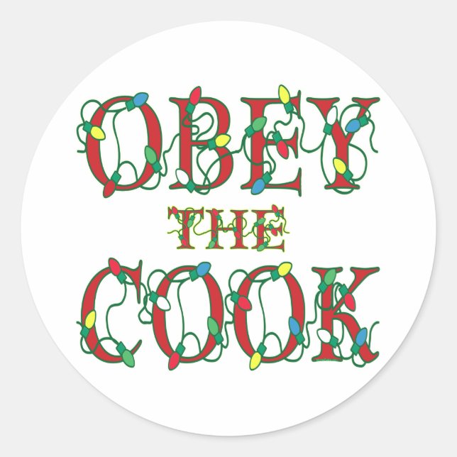 Sticker Rond Obey Cook dit les lumières des fêtes (Devant)