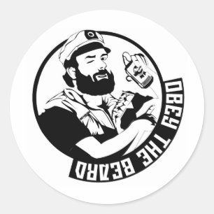 Sticker Rond Obey la barbe