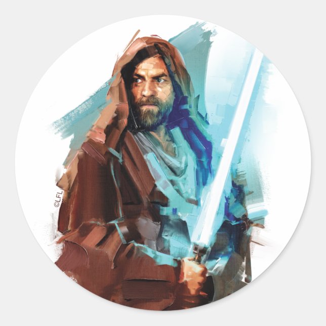 Sticker Rond Obi-Wan Kenobi | Illustration Peinte Obi-Wan (Devant)