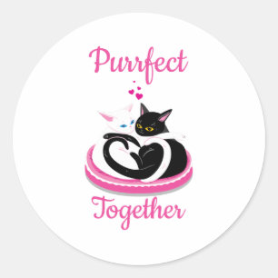 Sticker Rond Objectif Ensemble Cute Cats Valentine