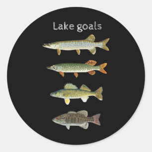 Sticker Rond Objectifs de pêche au lac Musky Pike Walleye Petit