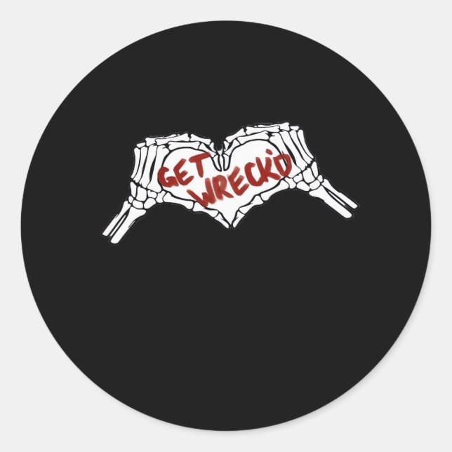 Sticker Rond Obtenir épave Squelette Main Heart Classic (Devant)