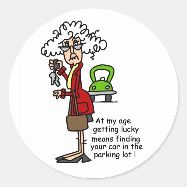 Sticker Rond Obtenir un Humour chanceux (Devant)