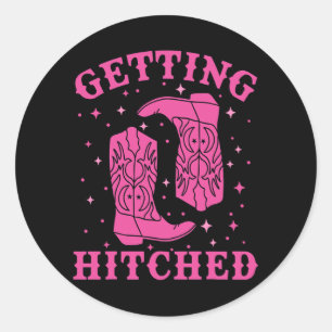 Sticker Rond Obtenir une mariée hachée Groom Mariage occidental