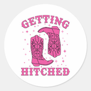 Sticker Rond Obtenir une mariée hachée Groom Mariage occidental