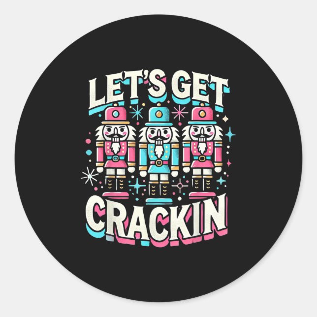 Sticker Rond Obtenons Crackin trois noix de cou hommes de Noël  (Devant)