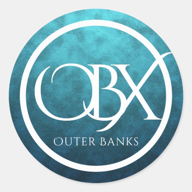 Sticker Rond OBX Outer Banks NC sur Blue Water Arrière - plan B (Devant)
