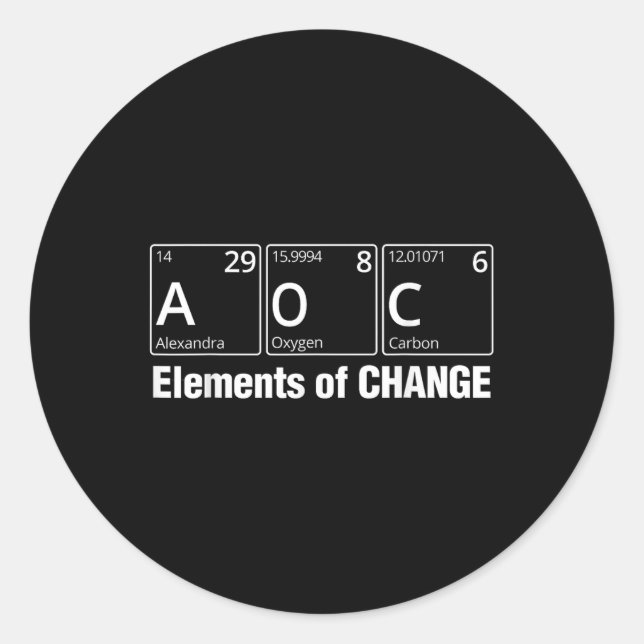 Sticker Rond Ocasio Cortez Éléments Du Changement Aoc (Devant)
