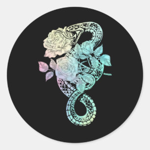 Sticker Rond Occulte Serpent Rose Wicca Pastel Goth Witchcraft