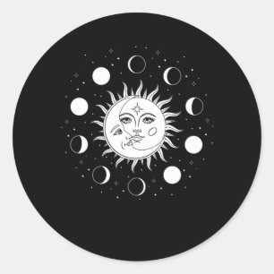 Sticker Rond Occulte Sun Moon